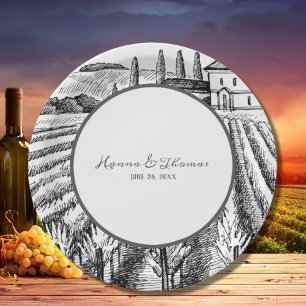 Prato De Papel Casamento de Destino em Vinícola de Vinhedo Rústic