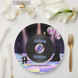 Prato De Papel Casamento de Disco Personalizável