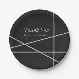 Prato De Papel Casamento de Estilo Geométrico Simples