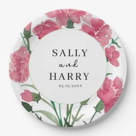 Prato De Papel Casamento De Flor Rosa Delicado