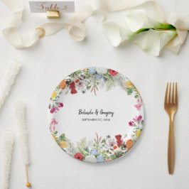 Prato De Papel Casamento de Flores Coloridas do Jardim Floral