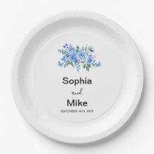Casamento de Flores e Borboletas em Aquarela Azul