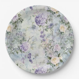 Prato De Papel Casamento de Flores Roxas Românticas