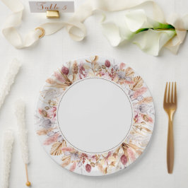 Prato De Papel Casamento de Flores Silvestres Boho com Grama de P