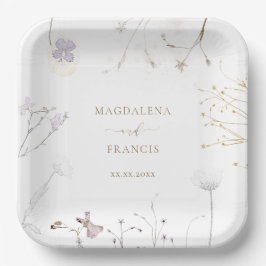 Prato De Papel casamento de flores silvestres delicadas