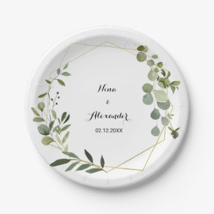 Prato De Papel Casamento de Folhas Verdes Tropicais