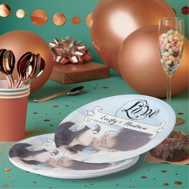 Prato De Papel Casamento de Fotografias de Banner Personalizado (Múltiplo)