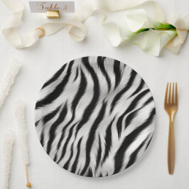 Prato De Papel Casamento de Impressão Animal Chic Zebra