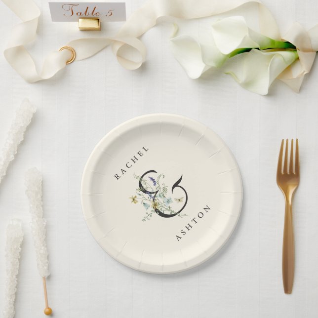 Prato De Papel Casamento de Ivory Elegant Watercolor (Casamento)