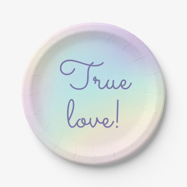 Prato De Papel Casamento de Lésbicas Prismáticas Pastel Rainbow (Frente)