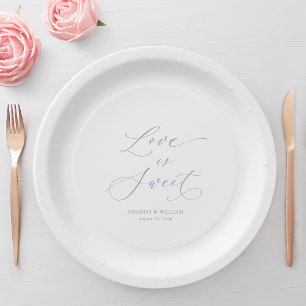 Prato De Papel Casamento de luxo "Amor é Doce"