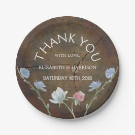 Prato De Papel Casamento de madeira de carvalho de flor selvagem