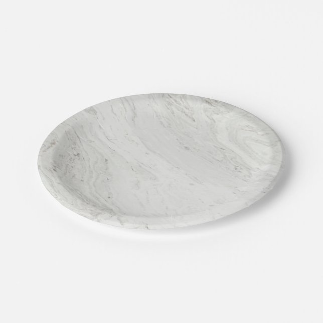Prato De Papel Casamento de mármore branco (Inclinado)