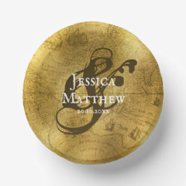 Prato De Papel Casamento de metal antigo e Ouro elegante