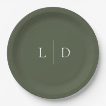 Casamento de Monograma Minimalista Elegante Verde 