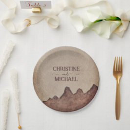 Prato De Papel Casamento de montanhas castanhas com papel rústico