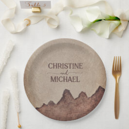 Prato De Papel Casamento de montanhas castanhas com papel rústico