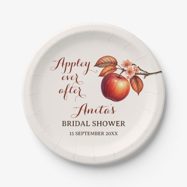 Prato De Papel Casamento de Outono Appley Ever After (Frente)