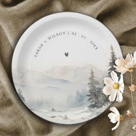 Prato De Papel Casamento de Paisagem de Montanha de Neve Dusky Wi