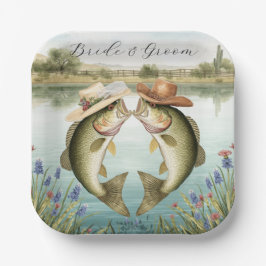 Prato De Papel Casamento de Pesca no Texas