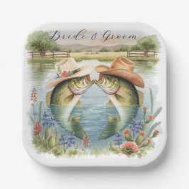 Prato De Papel Casamento de Pesca no Texas