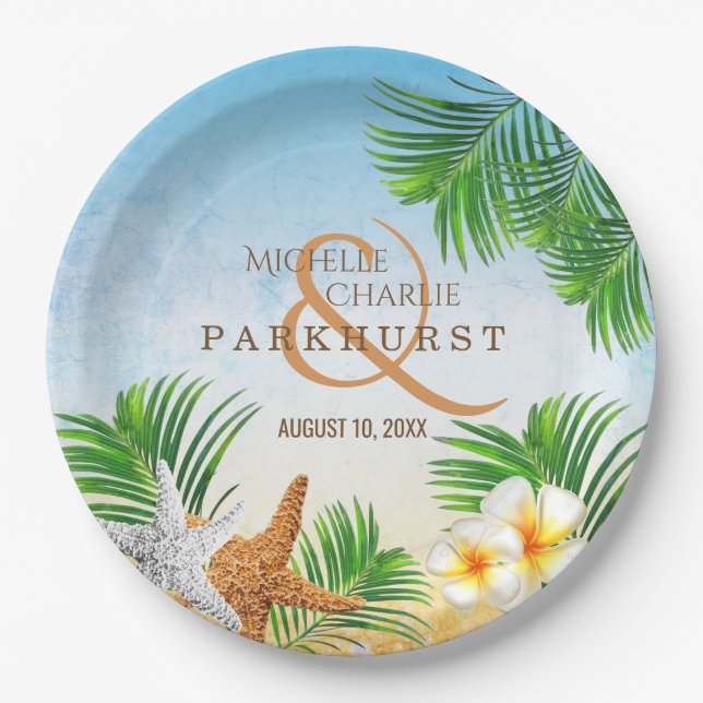 Prato De Papel Casamento de Praia Costeira (Frente)