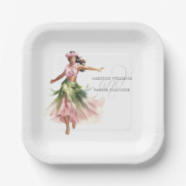 Prato De Papel Casamento de praia personalizado simples