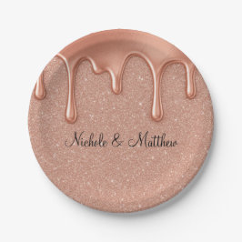 Prato De Papel Casamento de rosa Dourado Lixo e Drives Metálicos