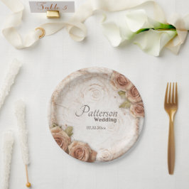 Prato De Papel Casamento de Rosas de cor suave