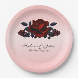 Prato De Papel Casamento de Rosas vermelhas gótica