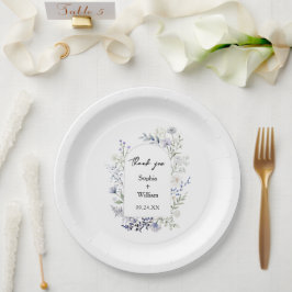 Prato De Papel Casamento de Tema de Flores Selvagem de Cores Aquá