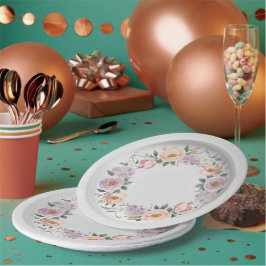 Prato De Papel Casamento de Verão com Padrão Floral de Flor Selva