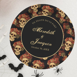 Prato De Papel Casamento do Dia das Bruxas Negras com Rosa vermel