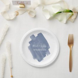 Prato De Papel Casamento Dusty Blue Watercolor
