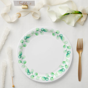 Prato De Papel Casamento e Festa de Folhas Verdes Botânicas Elega