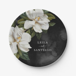 Prato De Papel Casamento Elegante da Magnólia Branca