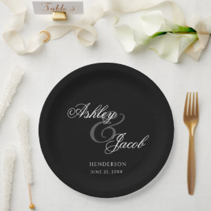 Prato De Papel Casamento Elegante Minimalista Sr. e Sra.