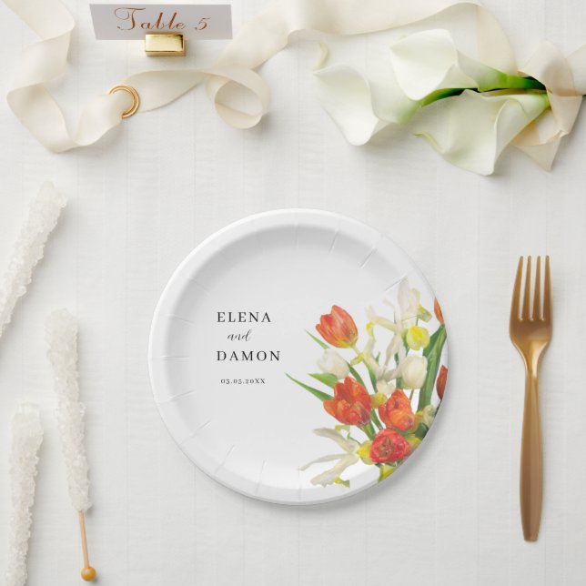 Prato De Papel Casamento entre Orange e Cream Tulip (Casamento)