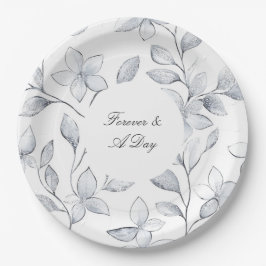 Prato De Papel Casamento Floral Branco Chic Silver