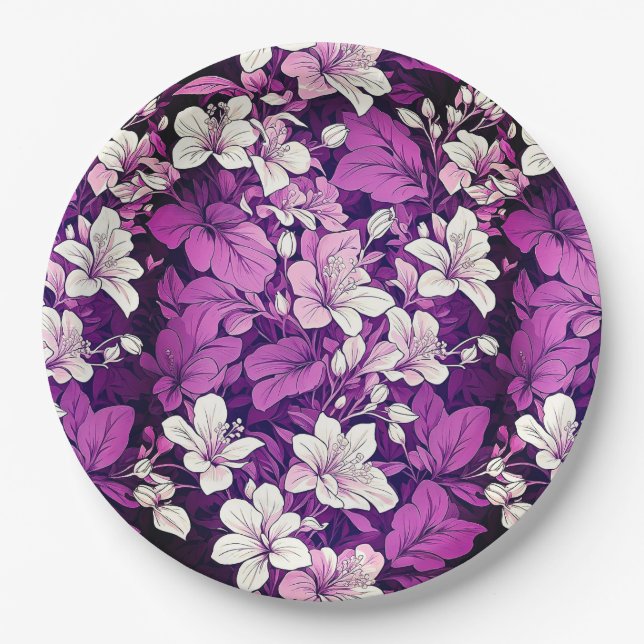 Prato De Papel Casamento floral/chá em papel (Frente)