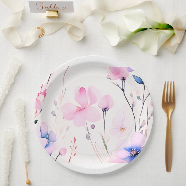 Prato De Papel Casamento floral/chá em papel (Casamento)