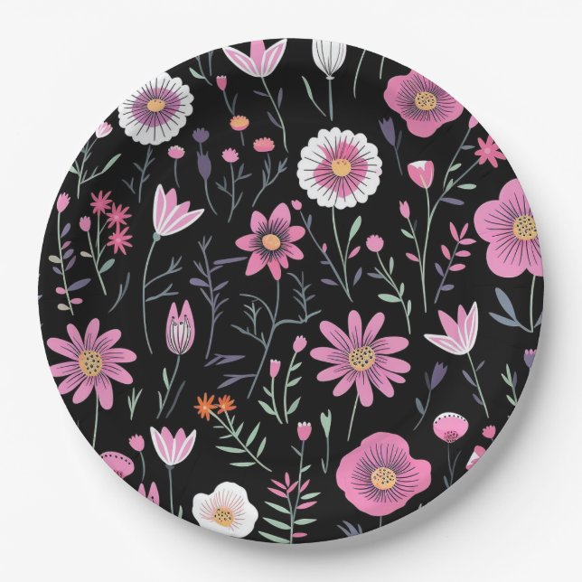 Prato De Papel Casamento floral/chá em papel (Frente)