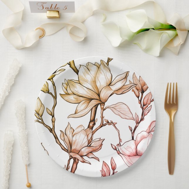 Prato De Papel Casamento floral/chá em papel (Casamento)