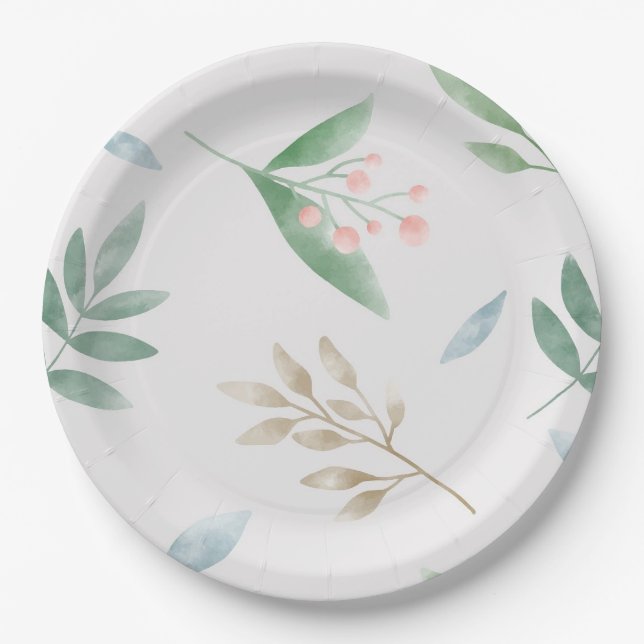 Prato De Papel Casamento floral/chá em papel (Frente)