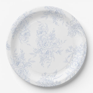 Prato De Papel Casamento Floral Chintz Chinoiserie Blue Toile