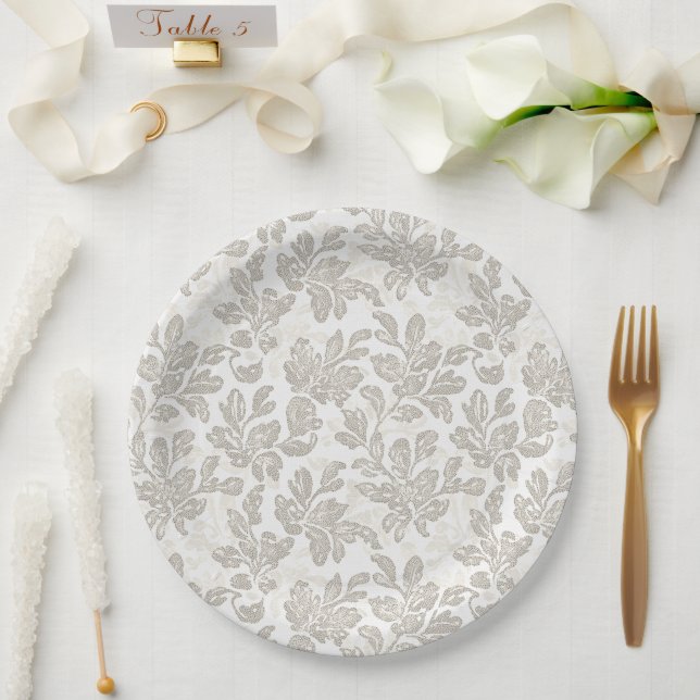 Prato De Papel Casamento Floral Creme Branco Chic (Casamento)
