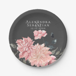Prato De Papel Casamento Floral de Aquarela Elegante