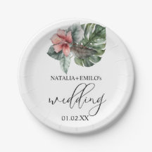 Casamento Floral de Folha de Monstera em Aquarela
