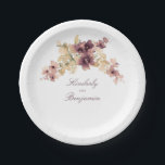 Prato De Papel Casamento Floral de Mauve e Vintage Dourada<br><div class="desc">Placas em papel dourado e madeiras para flores coloridas</div>