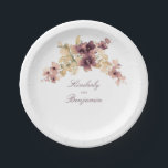 Prato De Papel Casamento Floral de Mauve e Vintage Dourada<br><div class="desc">Placas em papel dourado e madeiras para flores coloridas</div>